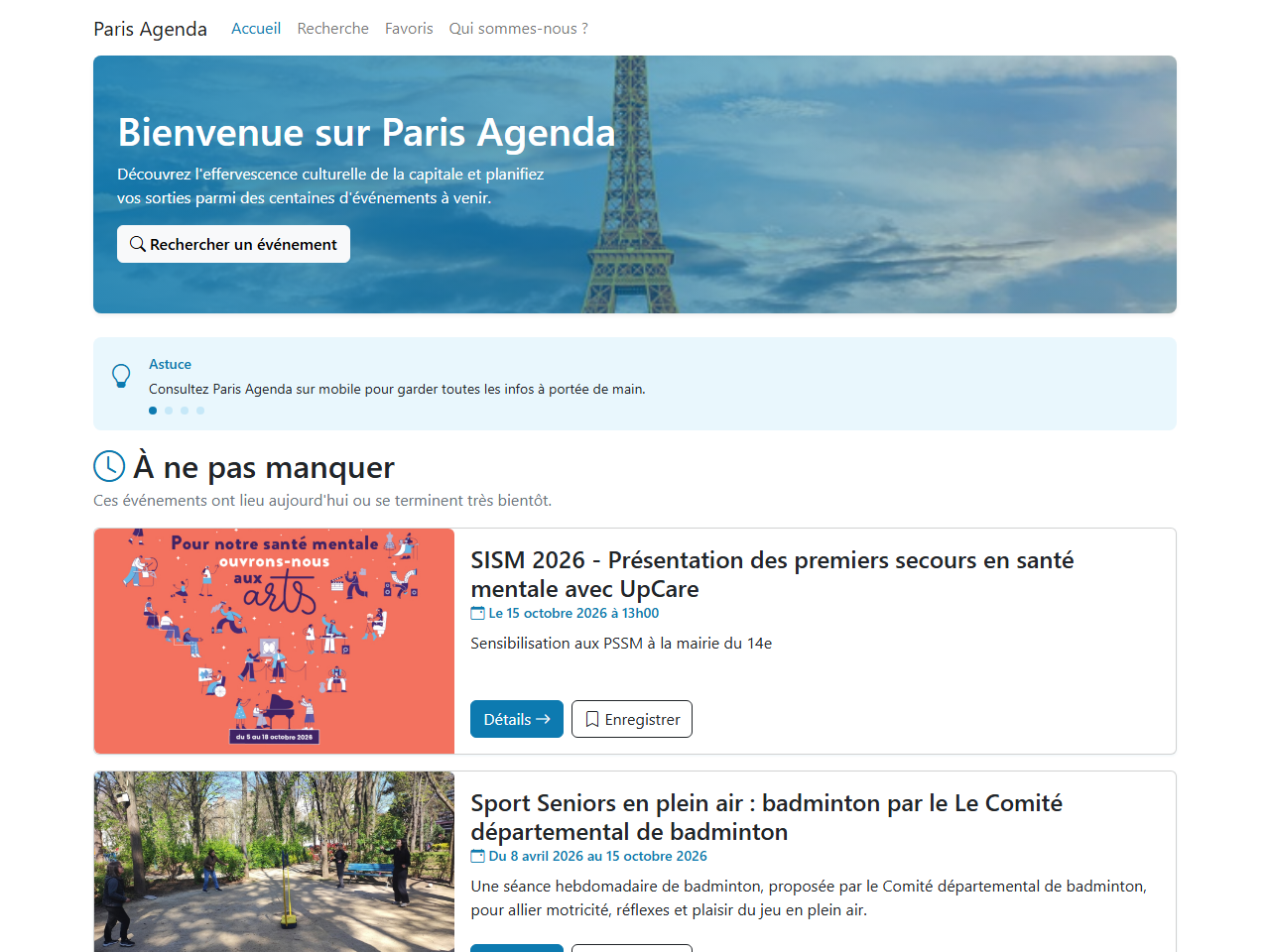 Aperçu de Paris Agenda